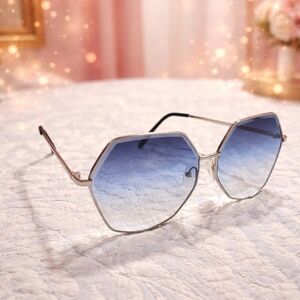 Free People Silver and Blue Gradient Sunglasses